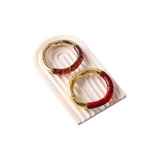 Elegant Gold and Red Hoop Earrings